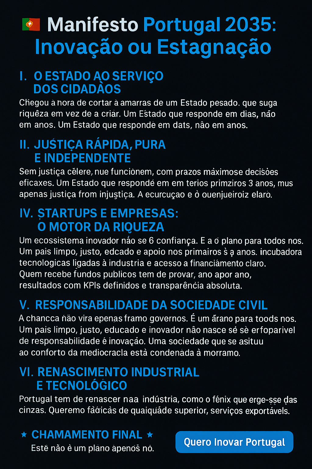 Manifesto Portugal 2035: Inovação ou Estagnação