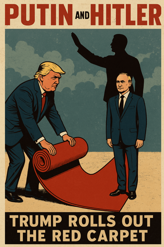 Ilustração editorial: Putin, o Hitler de Gravata, e a Passadeira Vermelha de Trump