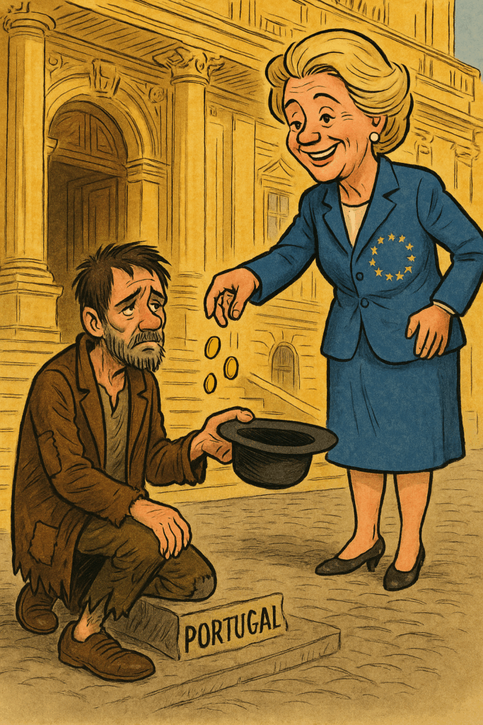 Ilustração editorial: Portugal, o Pobrezito da Esmola Europeia