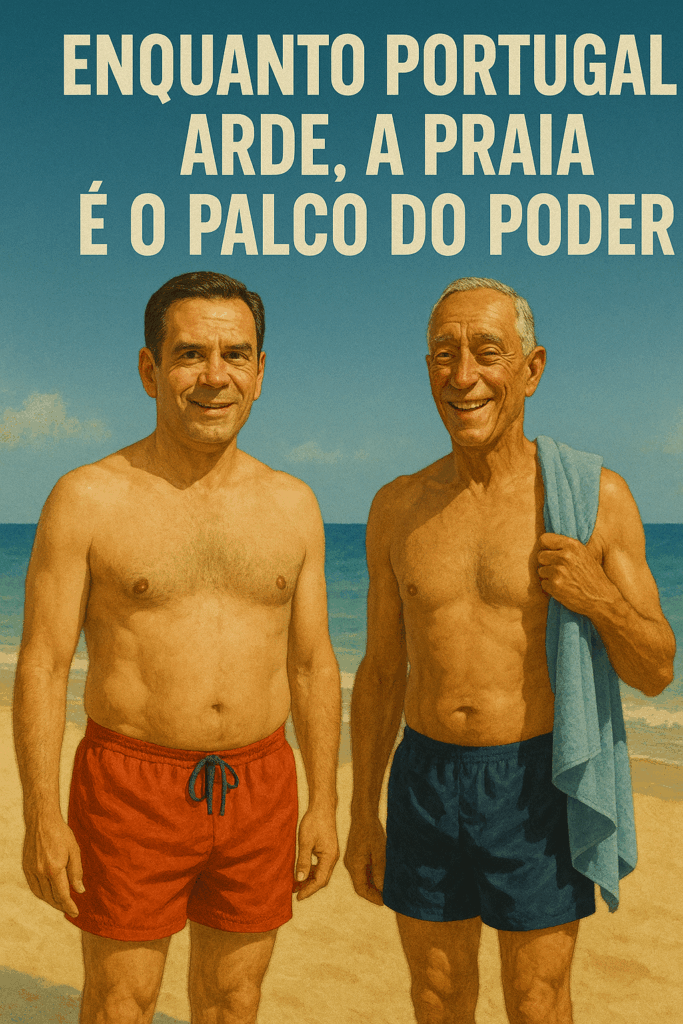 Ilustração editorial: Enquanto Portugal Arde, a Praia É o Palco do Poder