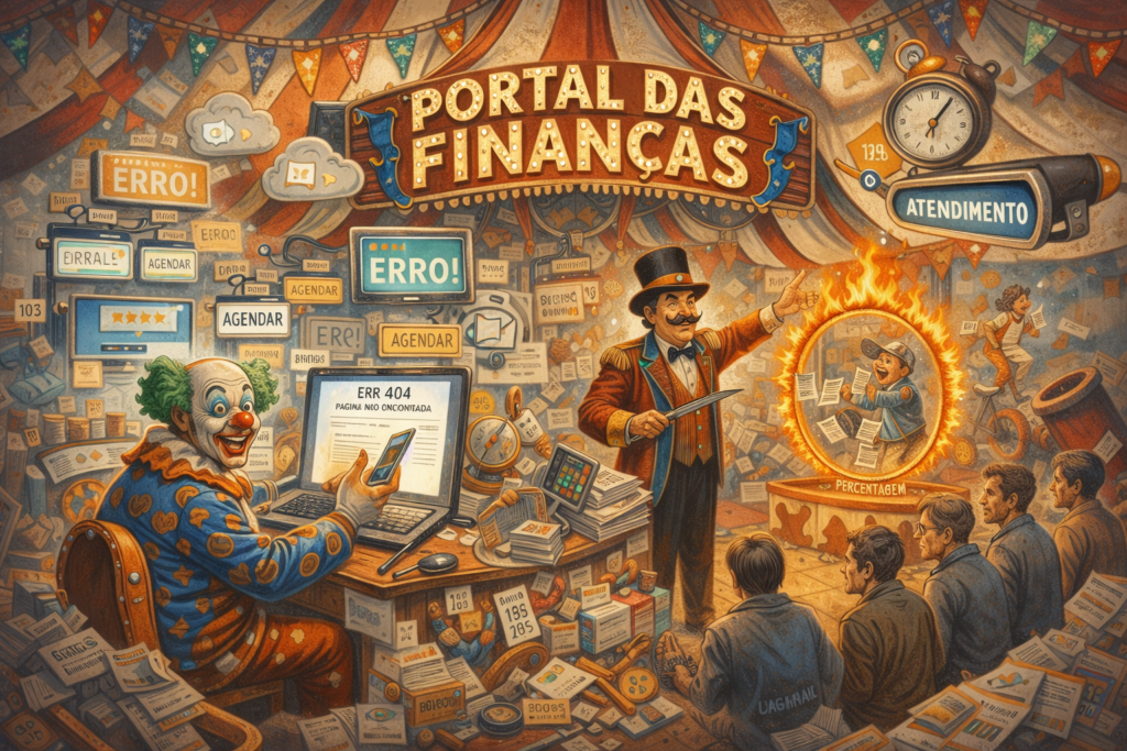 Ilustração editorial: Pagar ao Estado por marcação: a nova comédia fiscal portuguesa