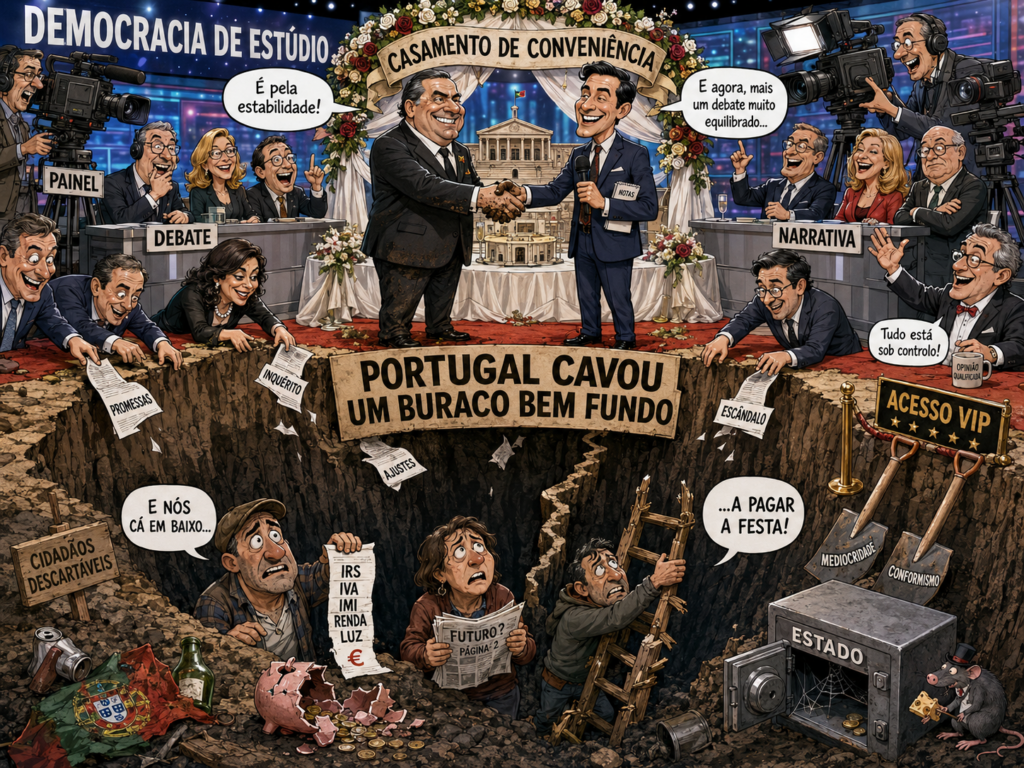 Ilustração editorial: Portugal Cavou um Buraco Bem Fundo