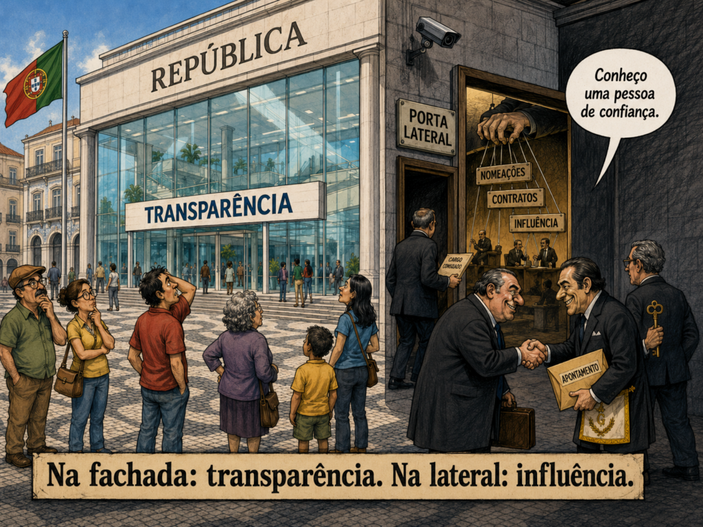 Ilustração editorial: A República da Porta Lateral