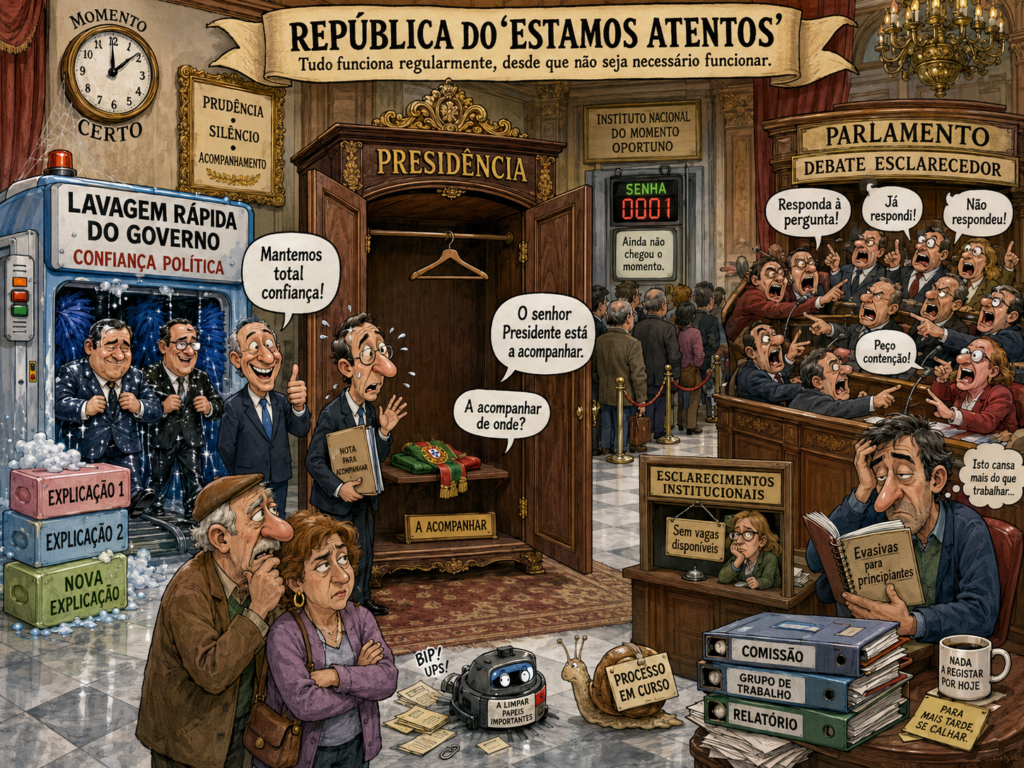 Ilustração editorial: O país onde ninguém está, mas todos têm gabinete