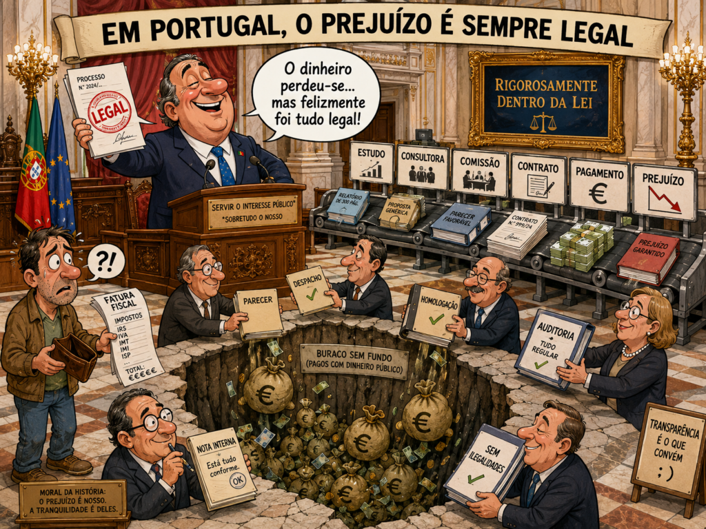 Ilustração editorial: Em Portugal, o Prejuízo é Sempre Legal